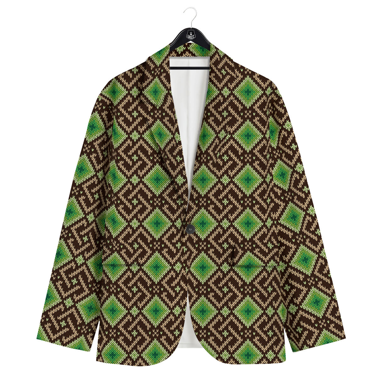 Knitted Geometric Print Pattern Men's Sport Coat-grizzshop