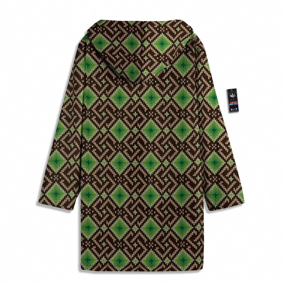 Knitted Geometric Print Pattern Men's Windbreaker Jacket-grizzshop