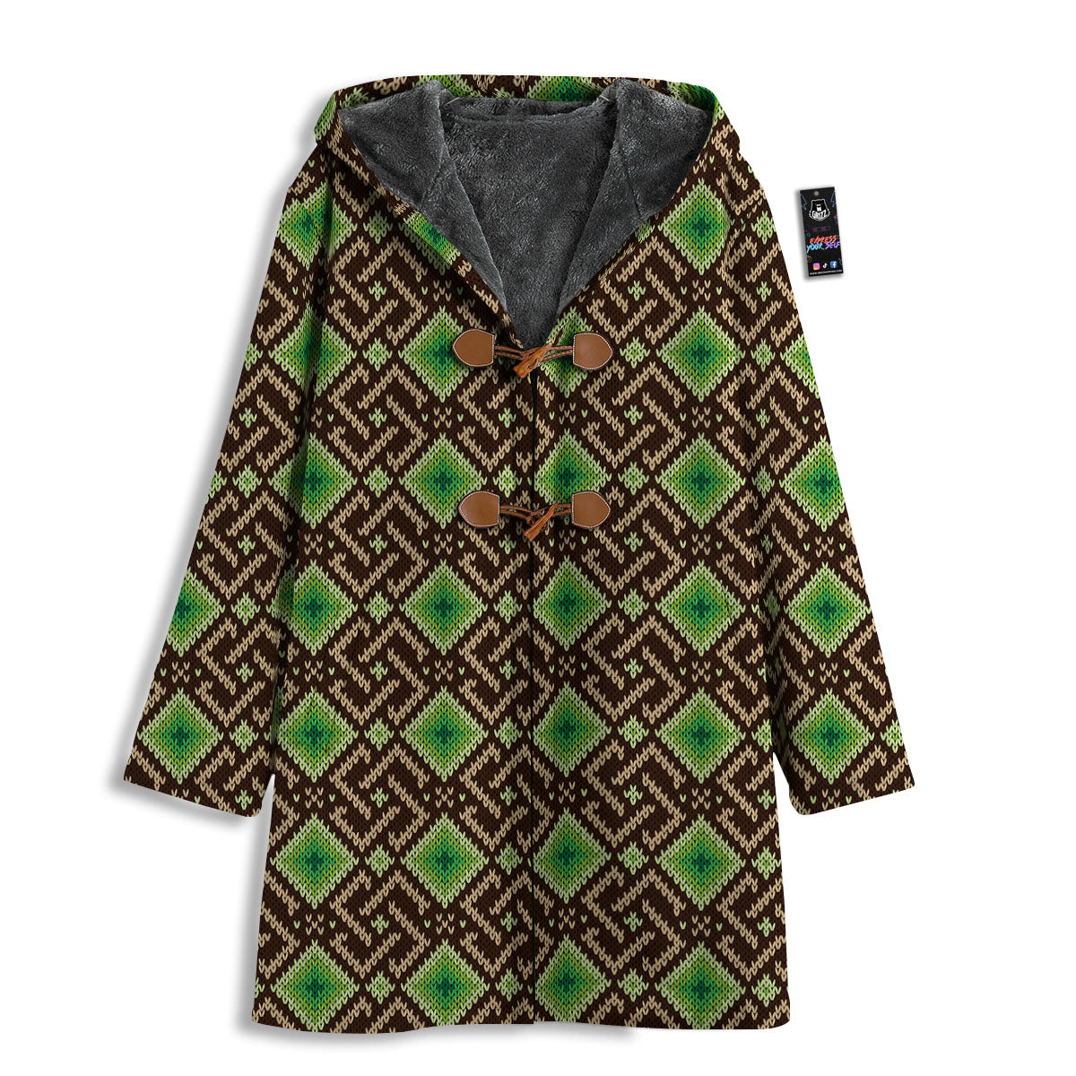 Knitted Geometric Print Pattern Men's Windbreaker Jacket-grizzshop