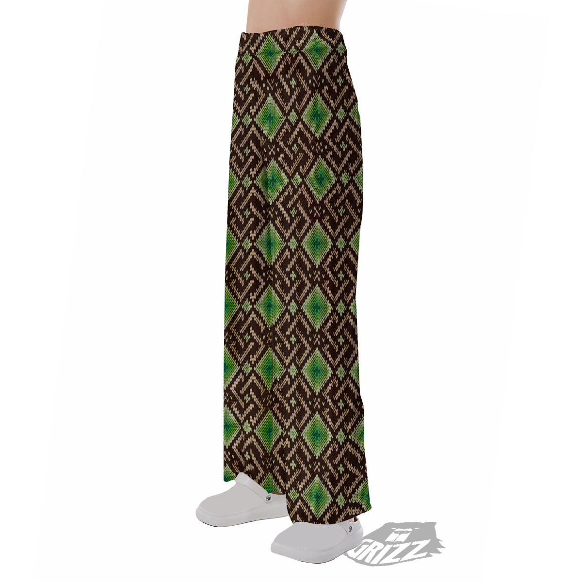 Knitted Geometric Print Pattern Pajama Pants-grizzshop