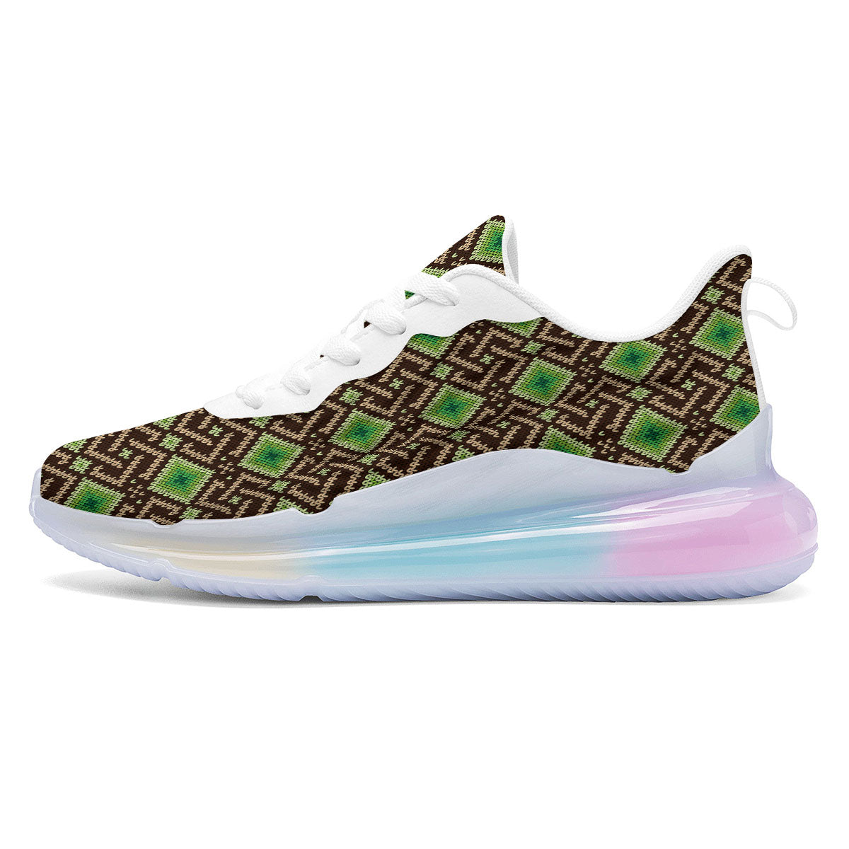 Knitted Geometric Print Pattern Running Sneakers-grizzshop