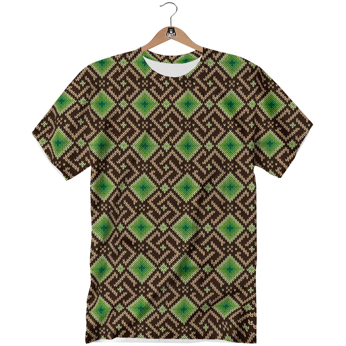 Knitted Geometric Print Pattern T-Shirt-grizzshop