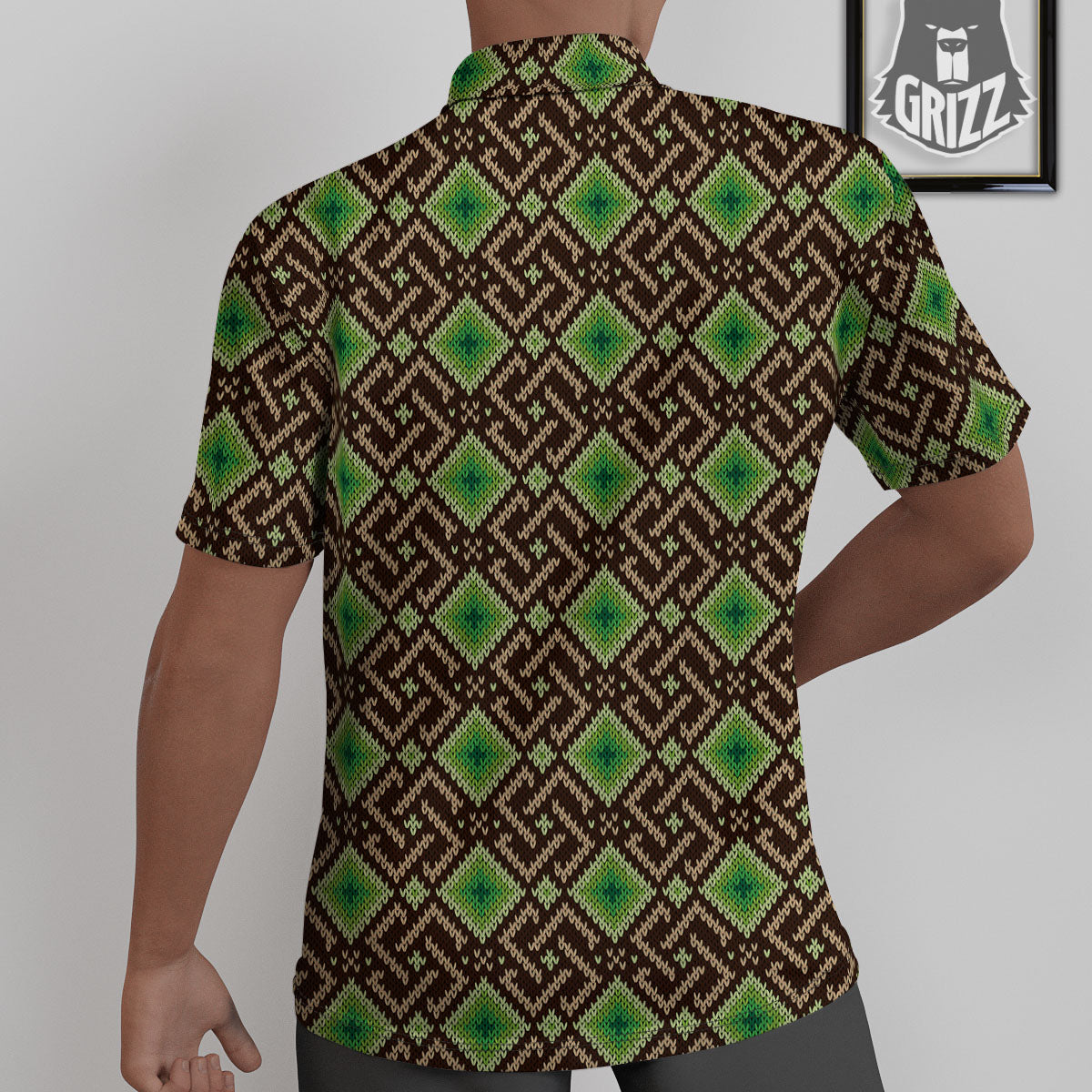 Knitted Geometric Print Pattern Untucked Shirts-grizzshop