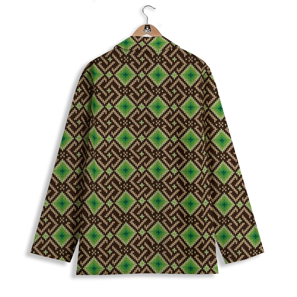 Knitted Geometric Print Pattern Women's Blazer-grizzshop