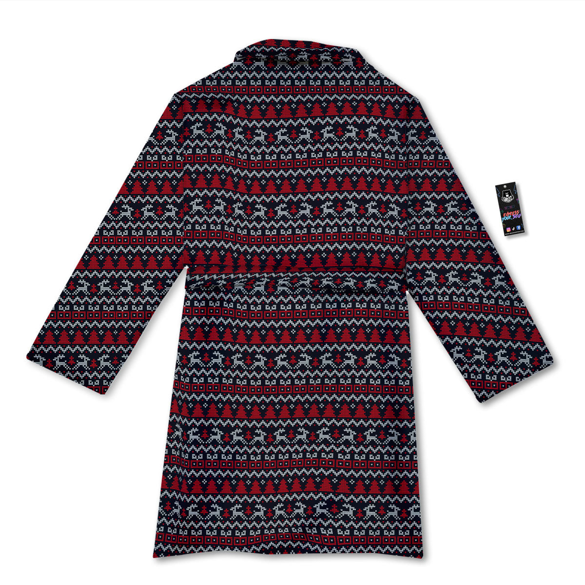 Knitted Geometric Xmas Print Pattern Bathrobe-grizzshop