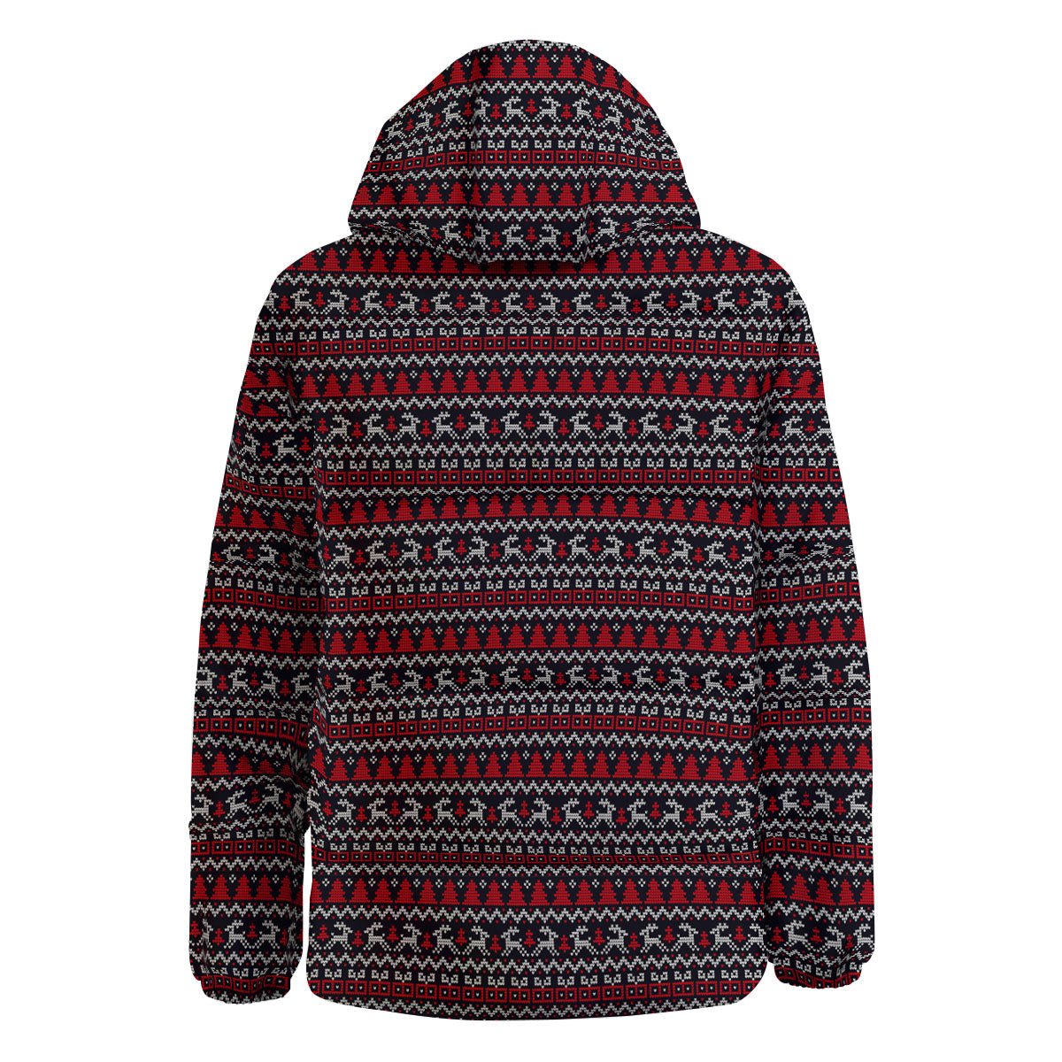 Knitted Geometric Xmas Print Pattern Down Jacket-grizzshop