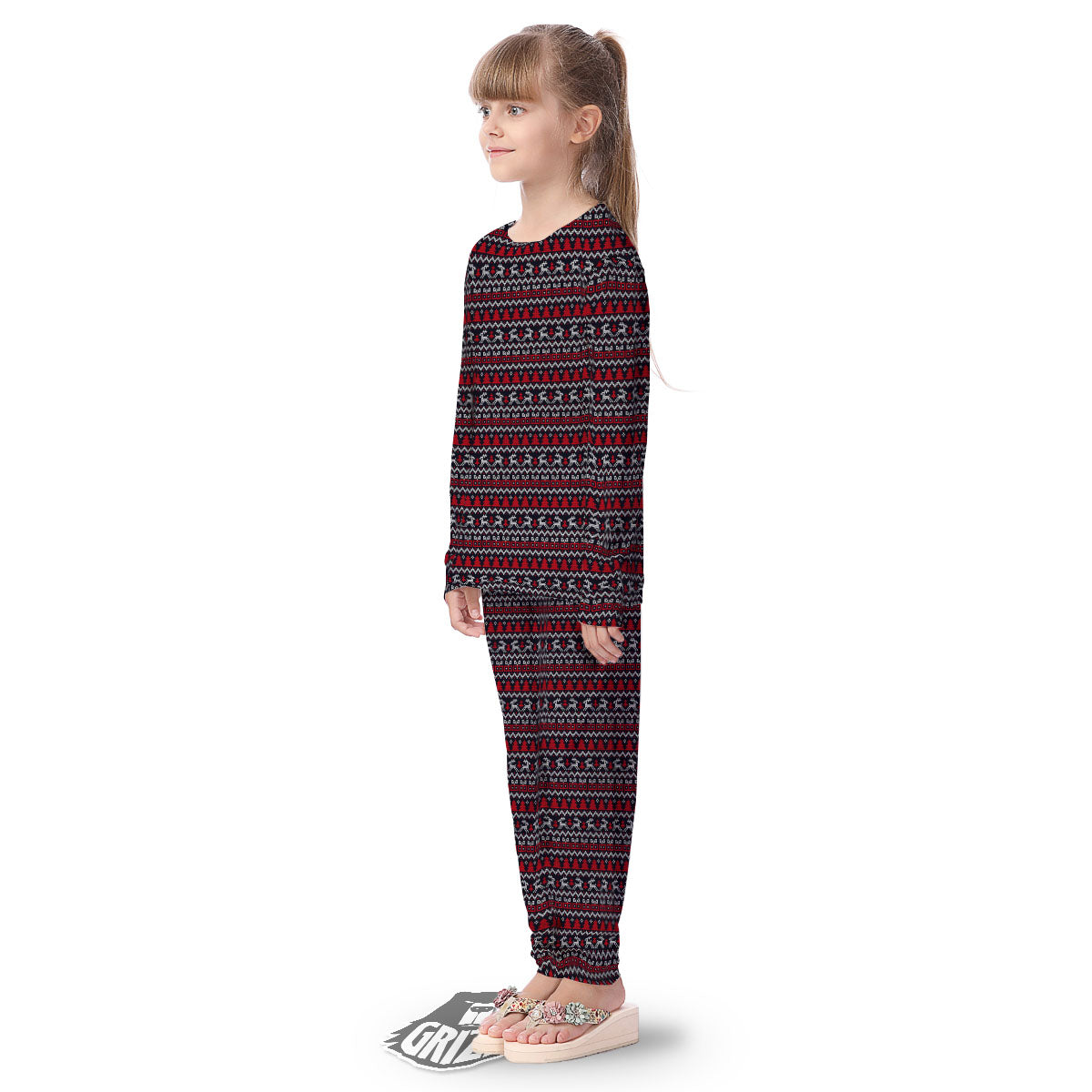 Knitted Geometric Xmas Print Pattern Kid's Pajamas-grizzshop