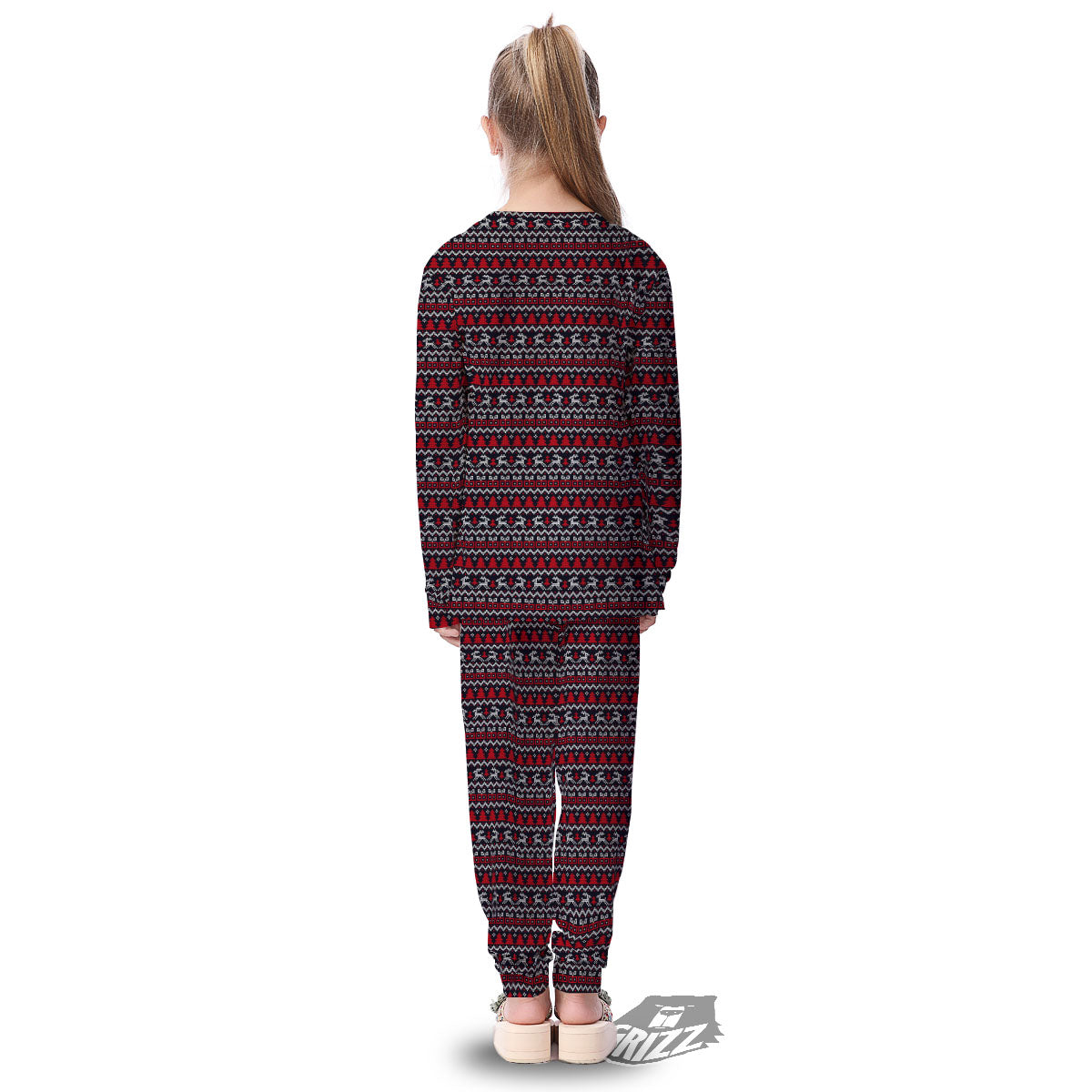 Knitted Geometric Xmas Print Pattern Kid's Pajamas-grizzshop
