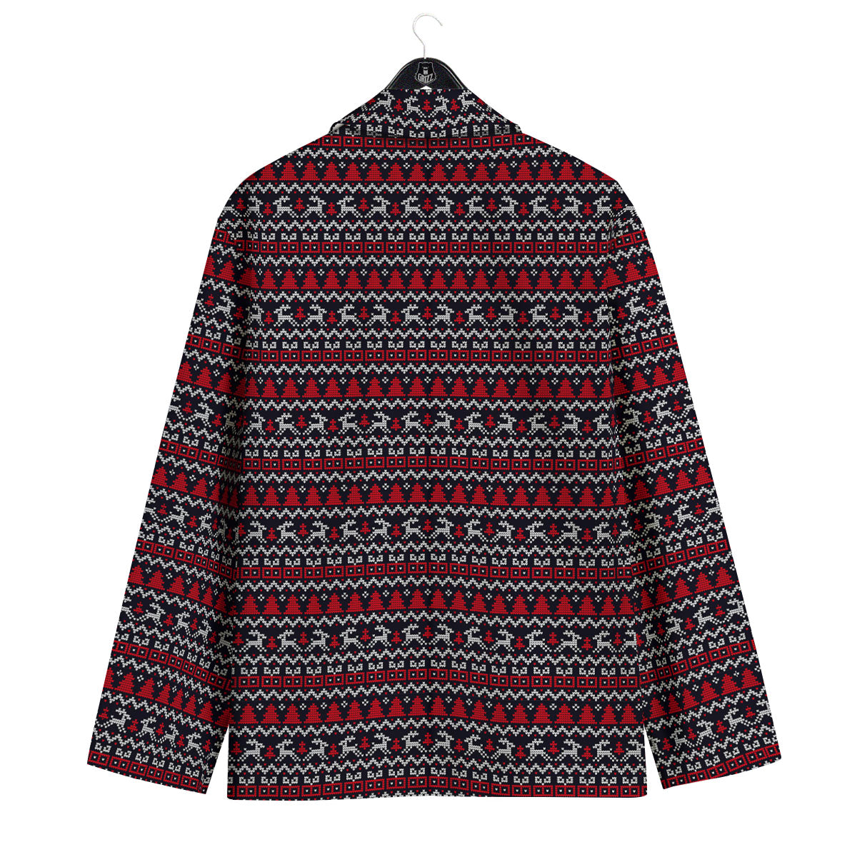 Knitted Geometric Xmas Print Pattern Men's Sport Coat-grizzshop