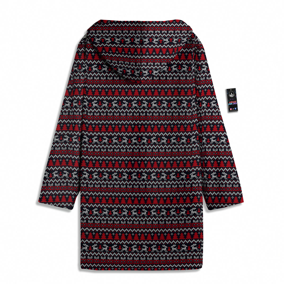 Knitted Geometric Xmas Print Pattern Men's Windbreaker Jacket-grizzshop
