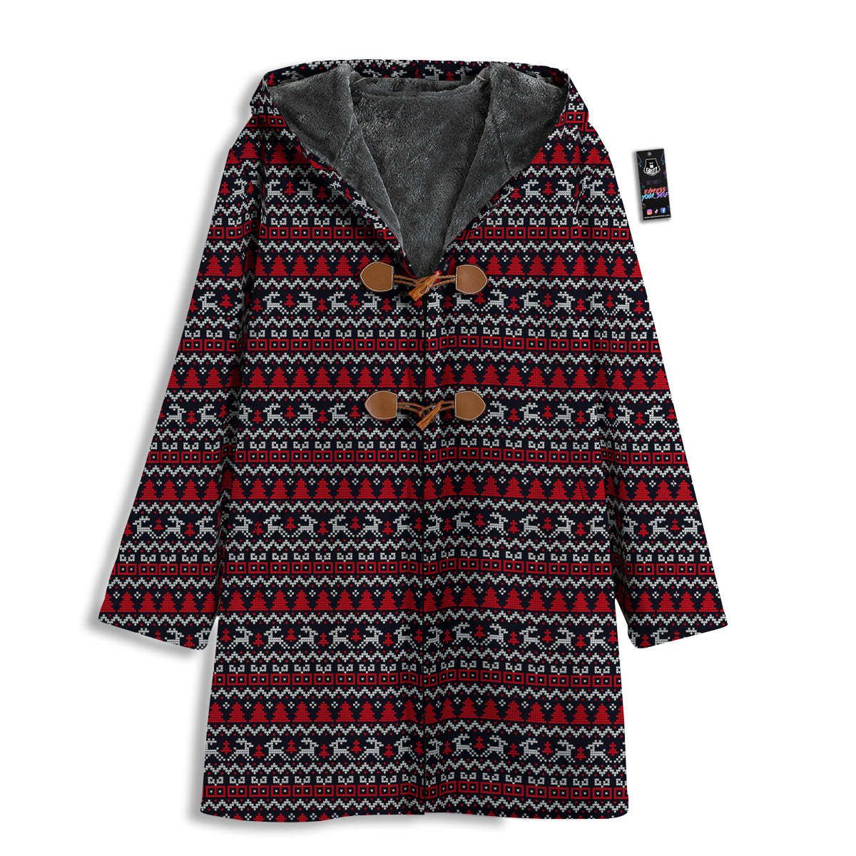 Knitted Geometric Xmas Print Pattern Men's Windbreaker Jacket-grizzshop
