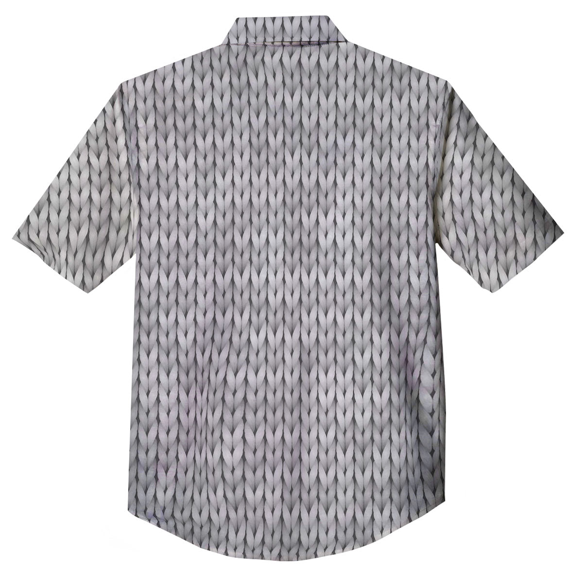 Knitted Grey Print Pattern Button Up Shirt-grizzshop