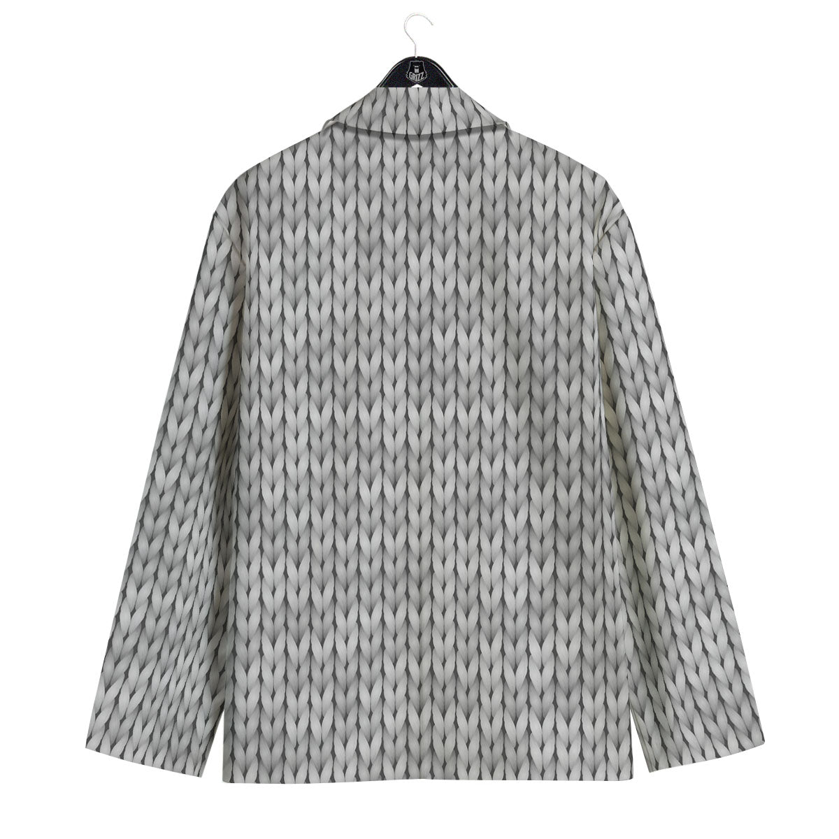 Knitted Grey Print Pattern Men's Sport Coat-grizzshop