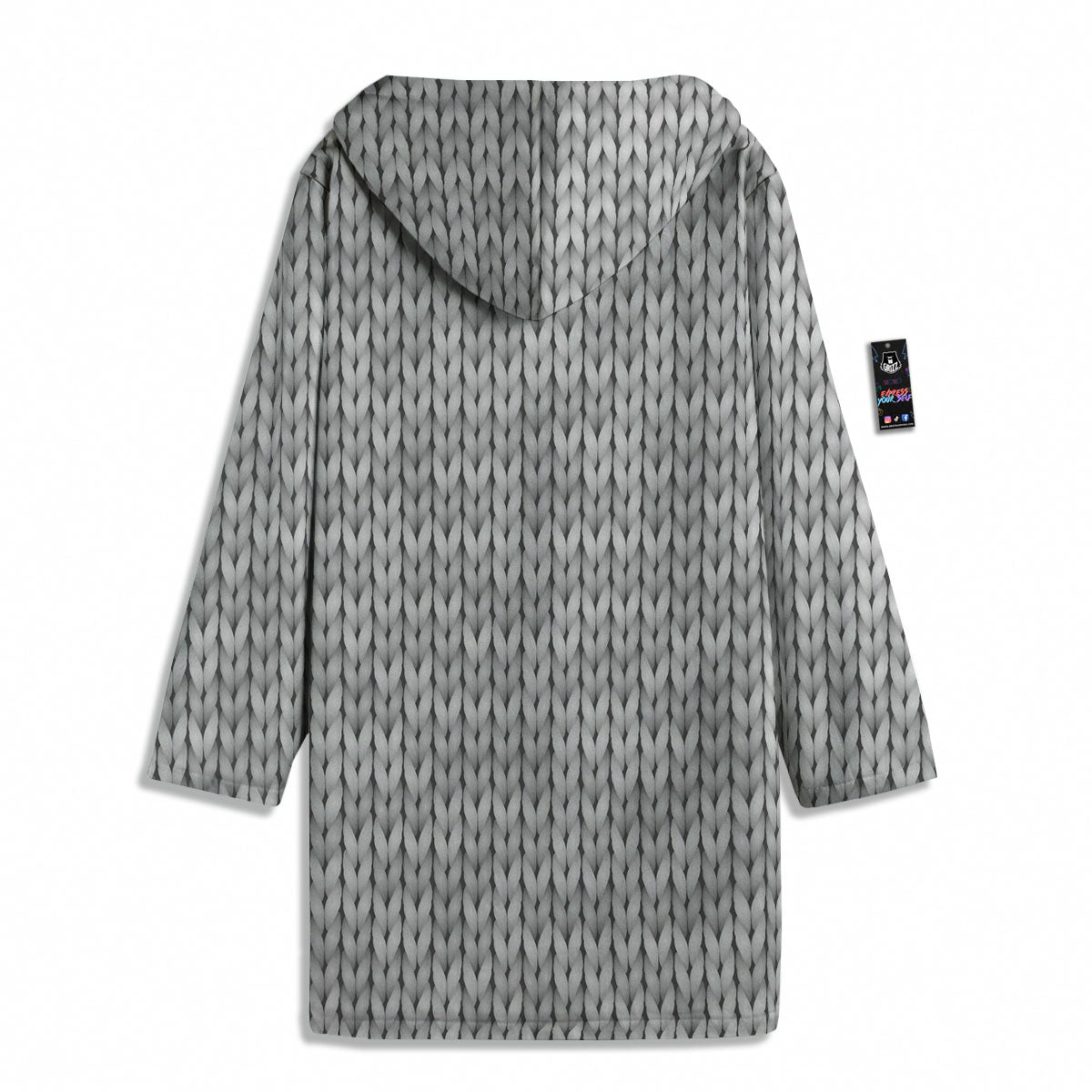 Knitted Grey Print Pattern Men's Windbreaker Jacket-grizzshop