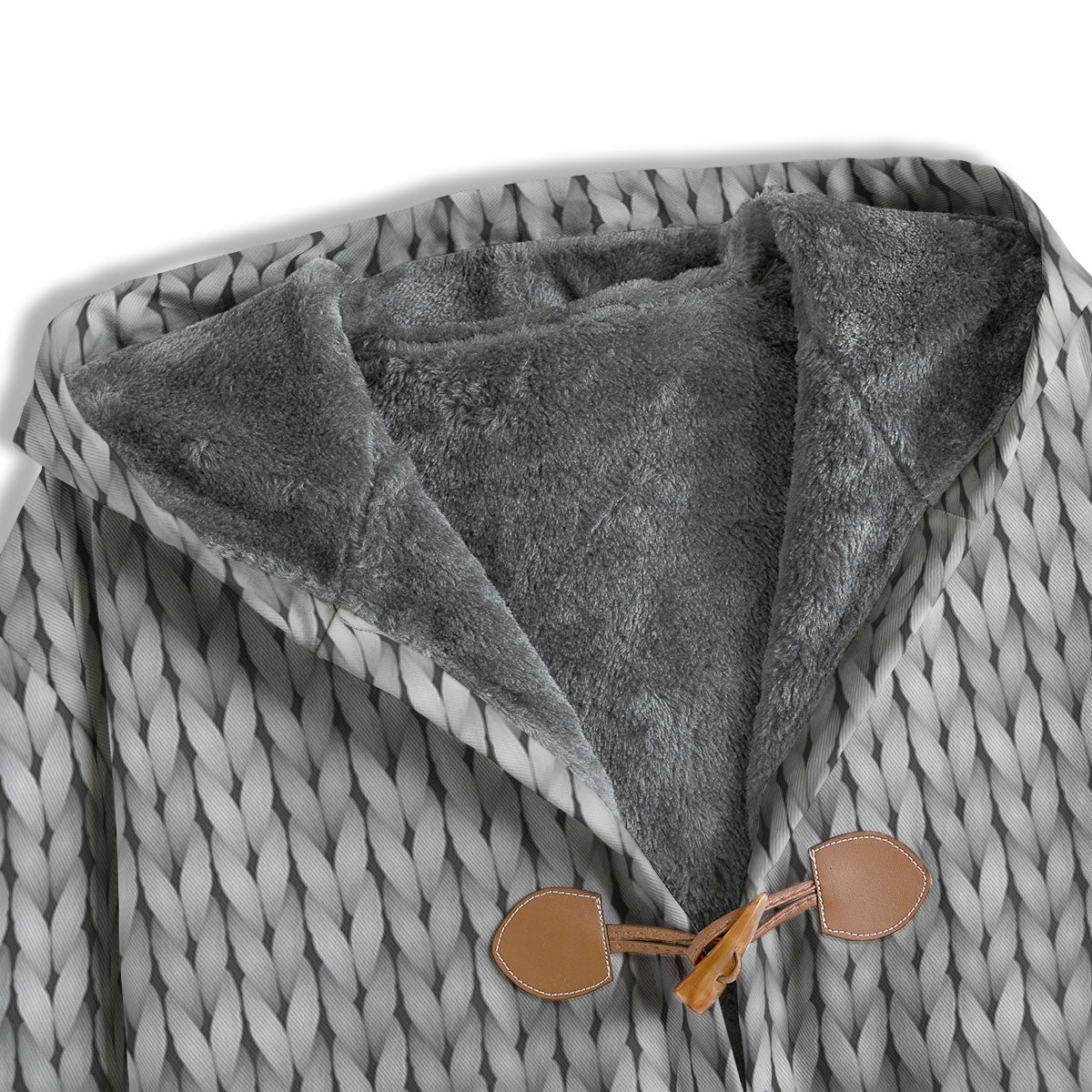 Knitted Grey Print Pattern Men's Windbreaker Jacket-grizzshop