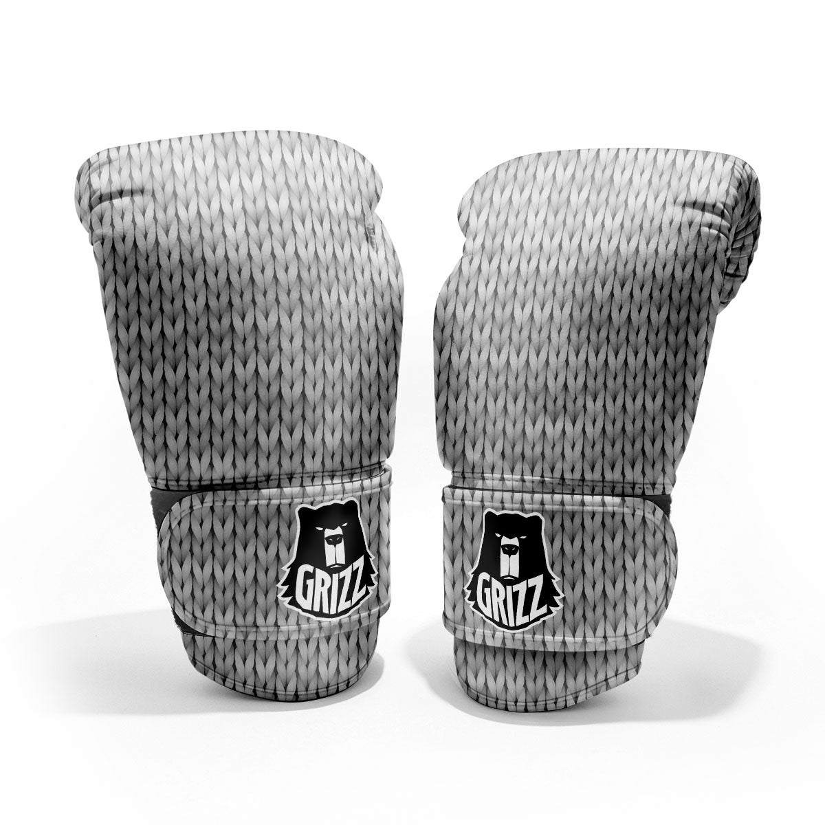 Knitted Grey Print Pattern Pro Boxing Glove