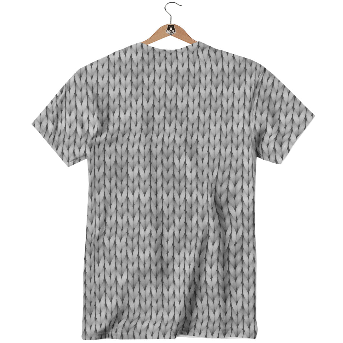 Knitted Grey Print Pattern T-Shirt-grizzshop