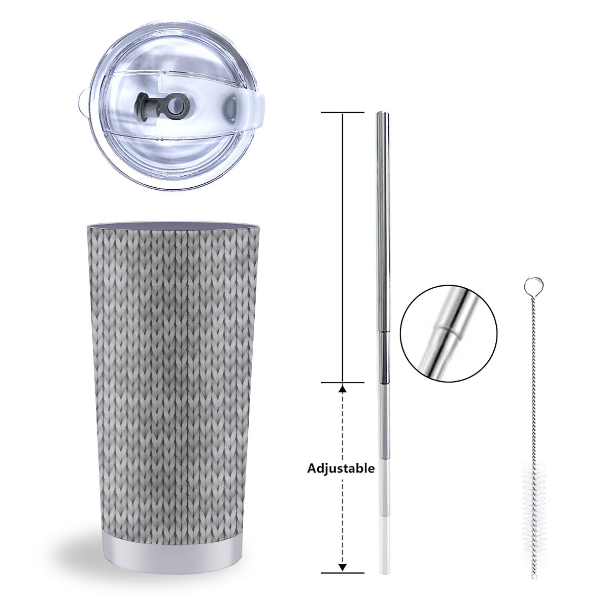 Knitted Grey Print Pattern Tumbler-grizzshop
