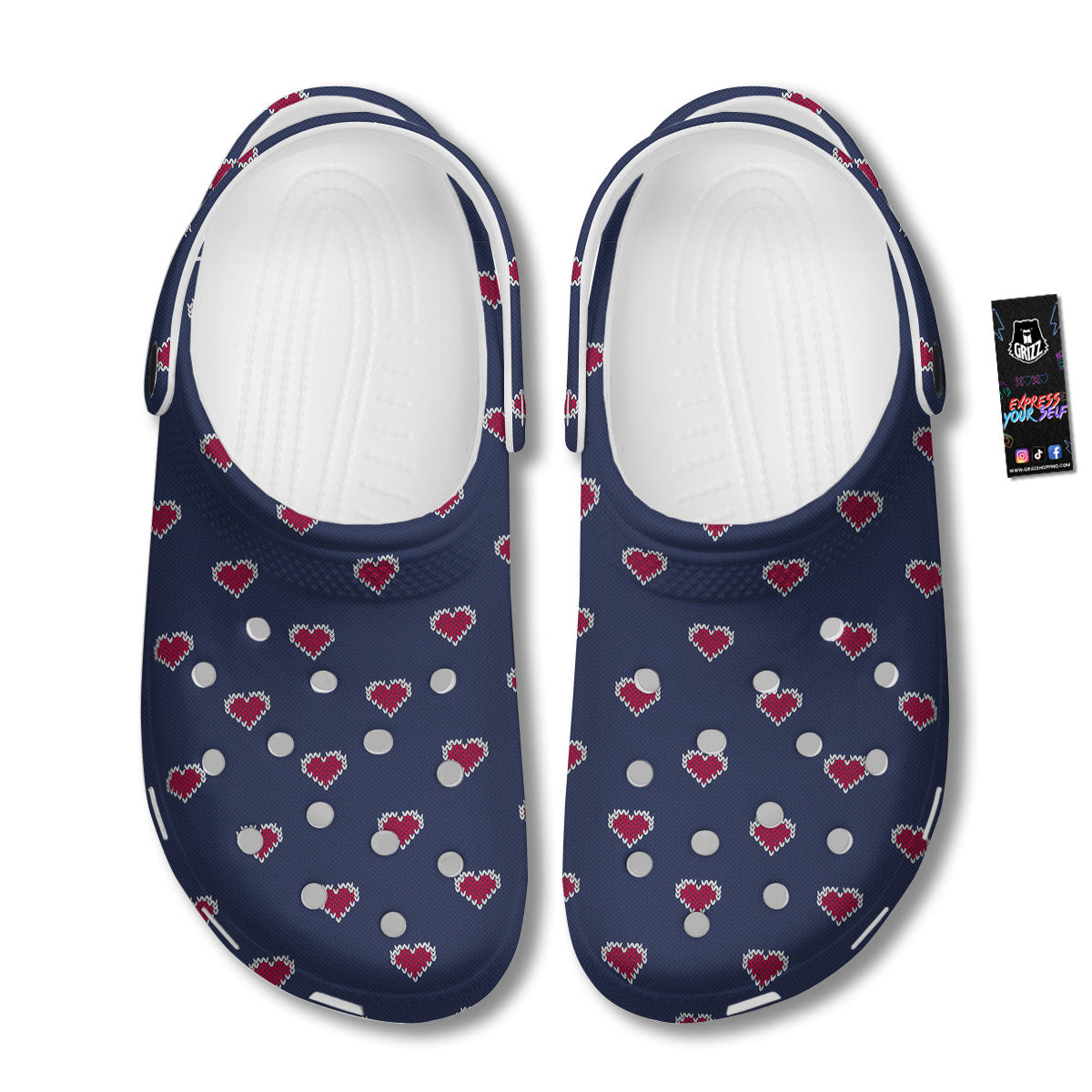Knitted Heart Print Pattern Clog-grizzshop