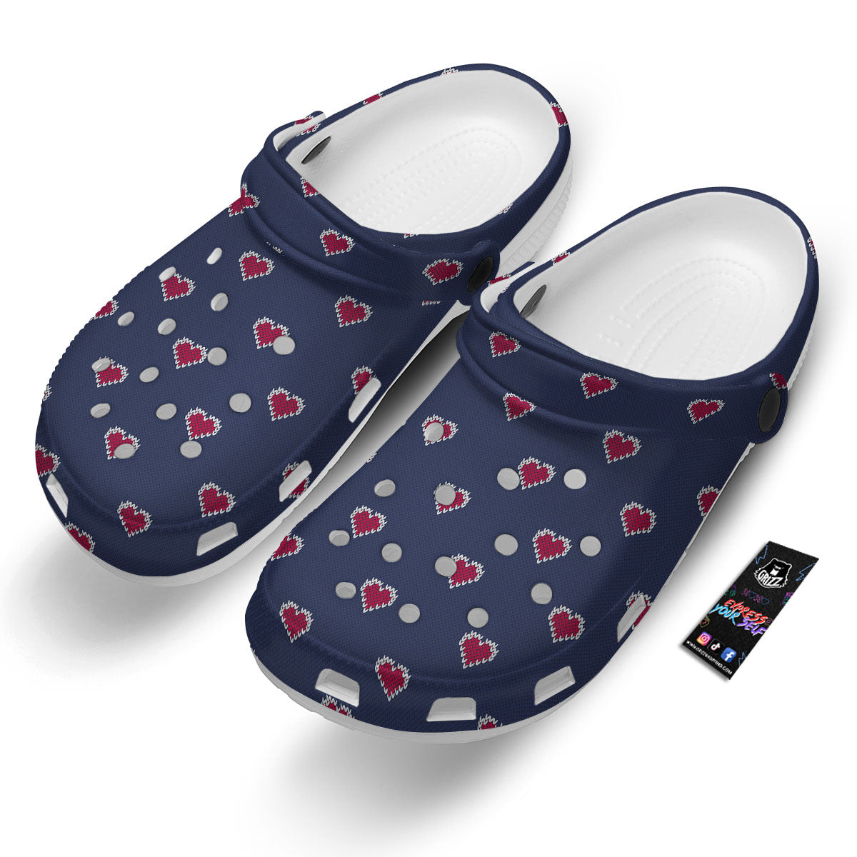 Knitted Heart Print Pattern Clog-grizzshop