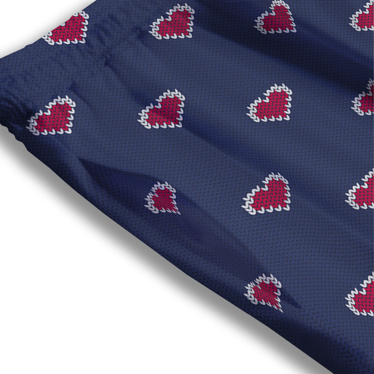 Knitted Heart Print Pattern Mesh Shorts