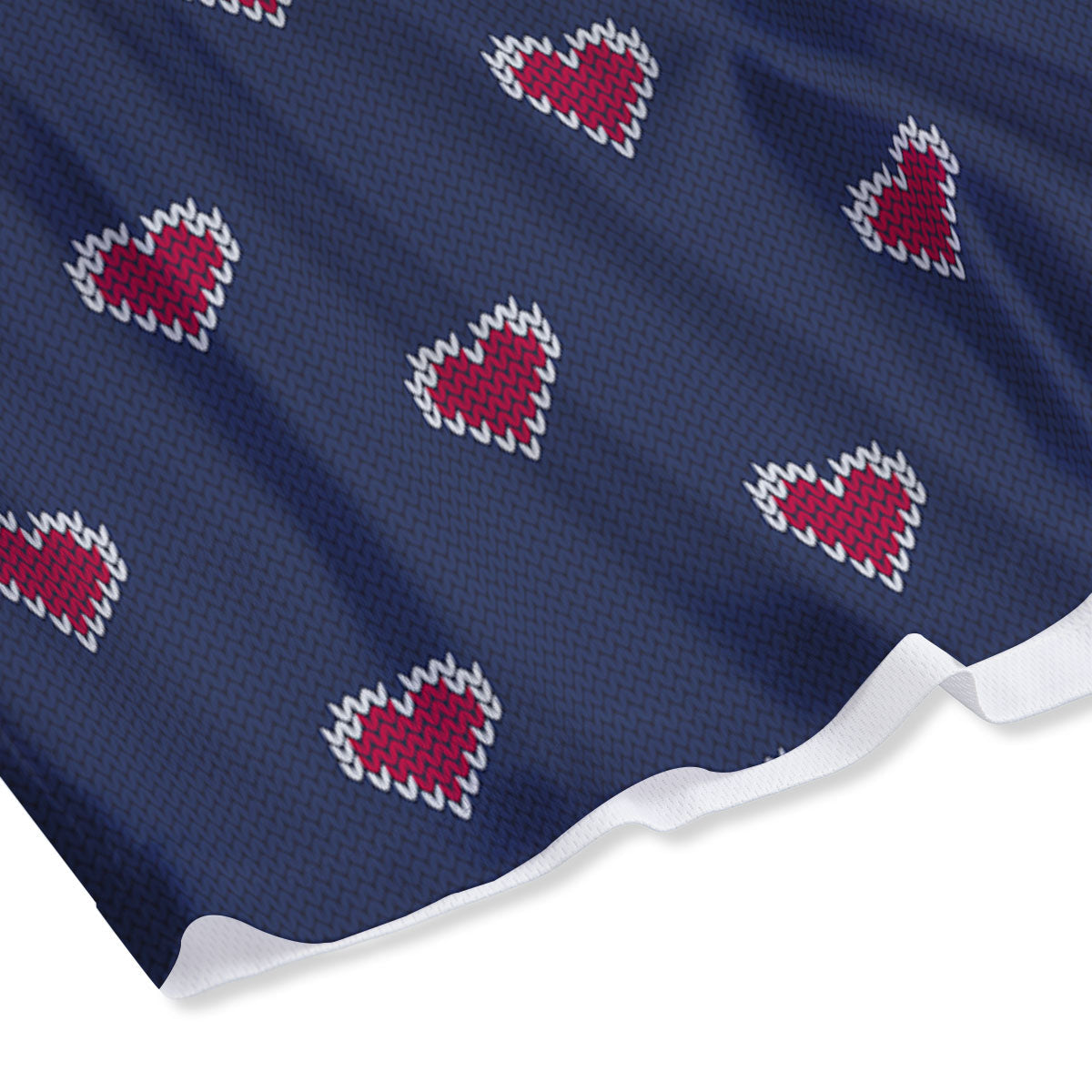 Knitted Heart Print Pattern Mesh Shorts