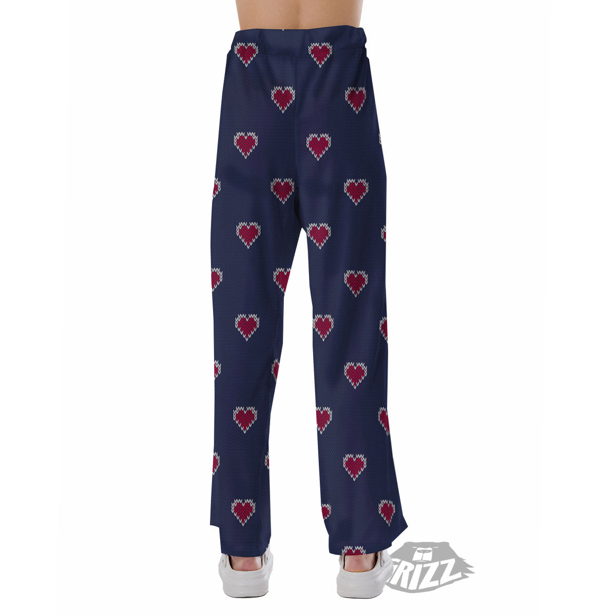 Knitted Heart Print Pattern Pajama Pants-grizzshop