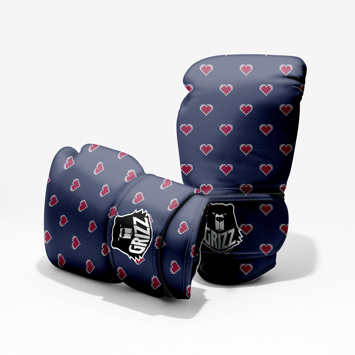 Knitted Heart Print Pattern Pro Boxing Glove