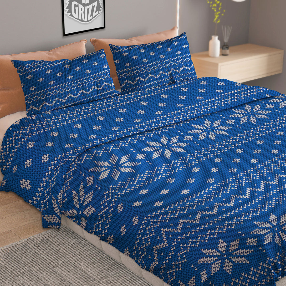 Knitted Holiday Winter Print Pattern Duvet Cover Bedding Set