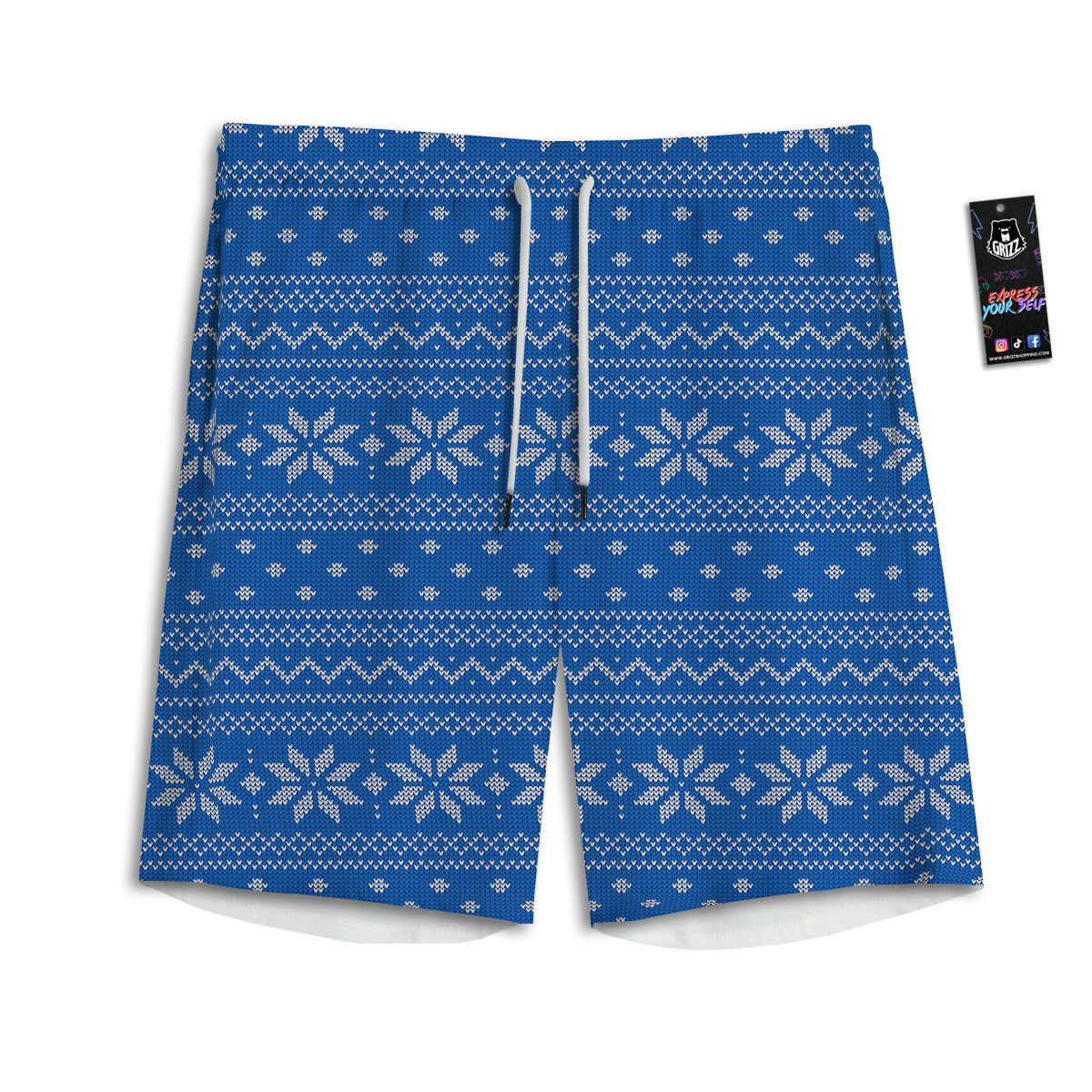 Knitted Holiday Winter Print Pattern Men's Athletic Shorts