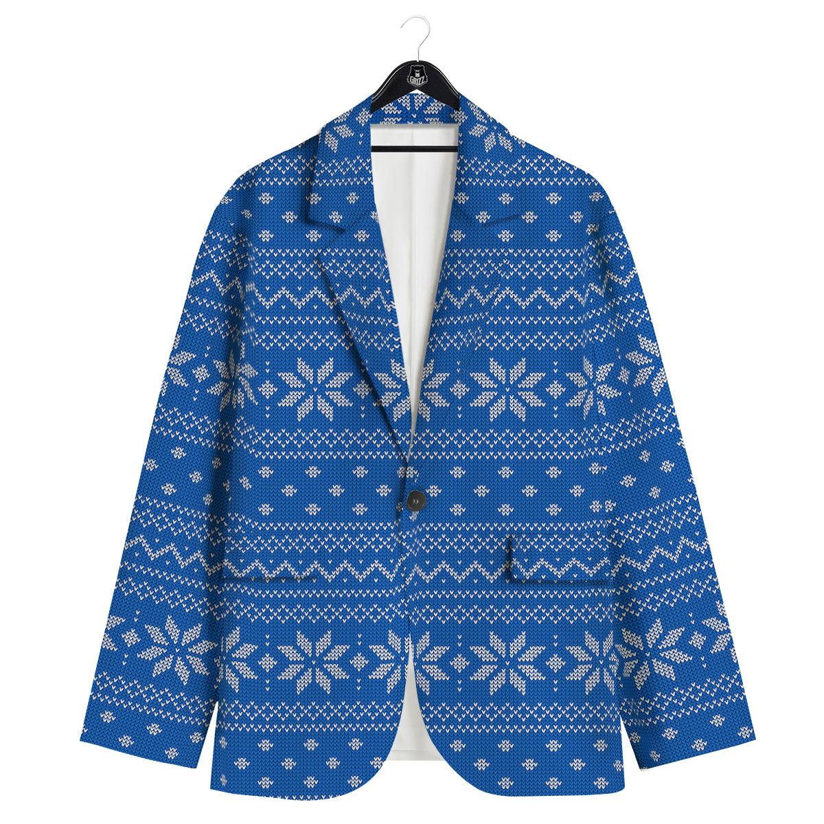 Knitted Holiday Winter Print Pattern Men's Sport Coat-grizzshop