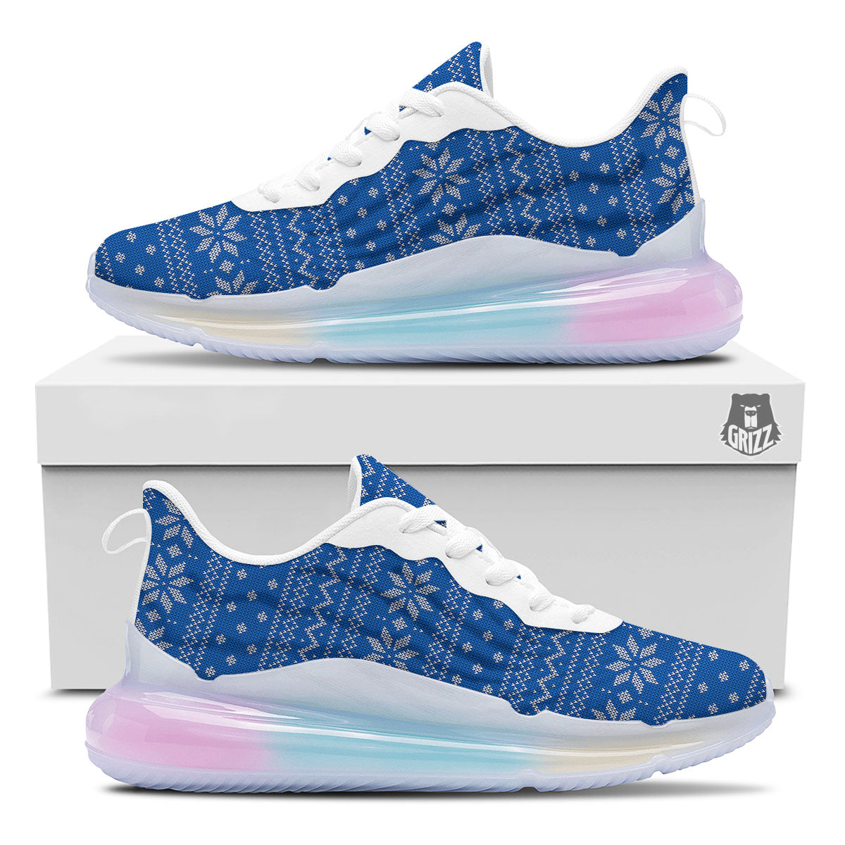 Knitted Holiday Winter Print Pattern Running Sneakers-grizzshop
