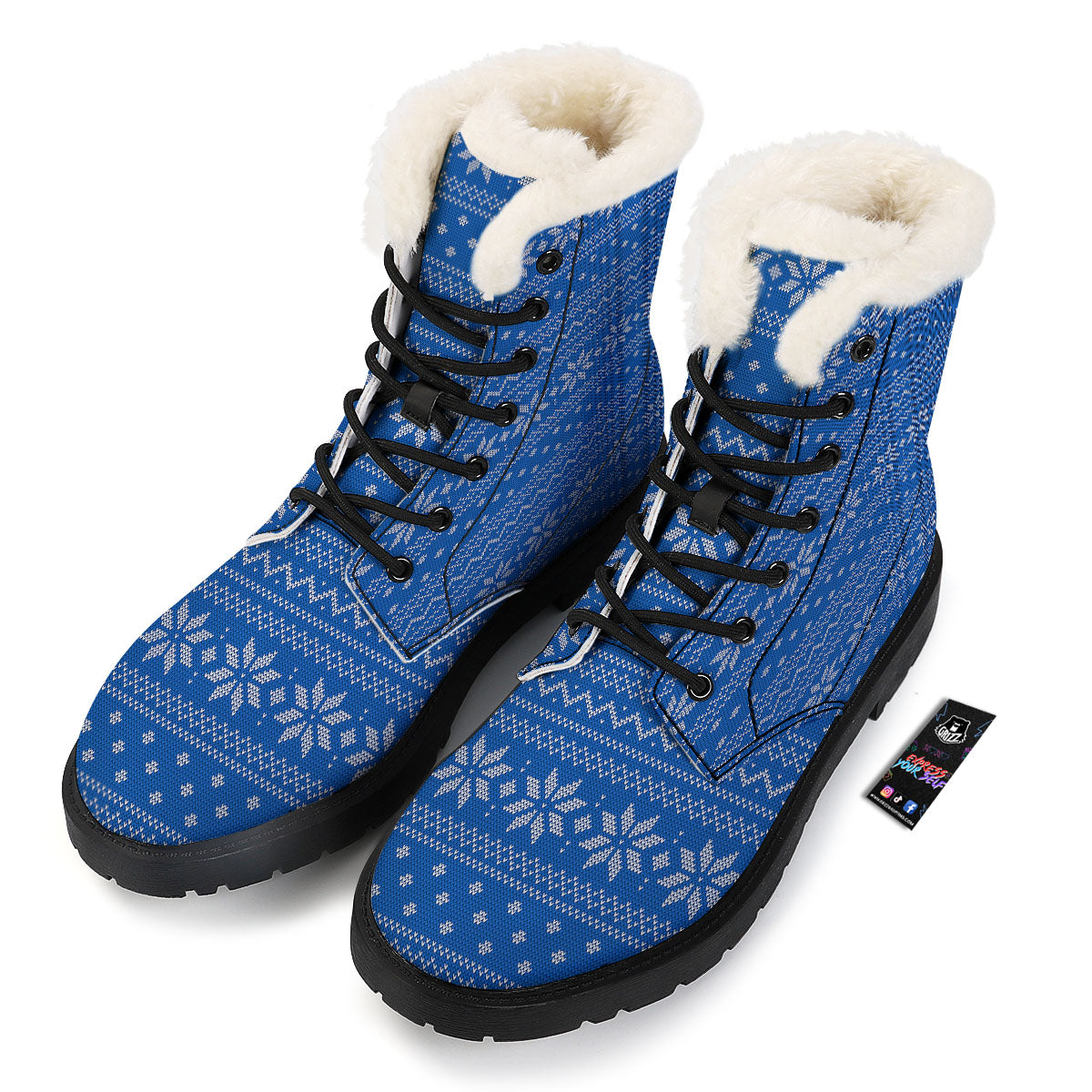 Knitted Holiday Winter Print Pattern Winter Boots-grizzshop