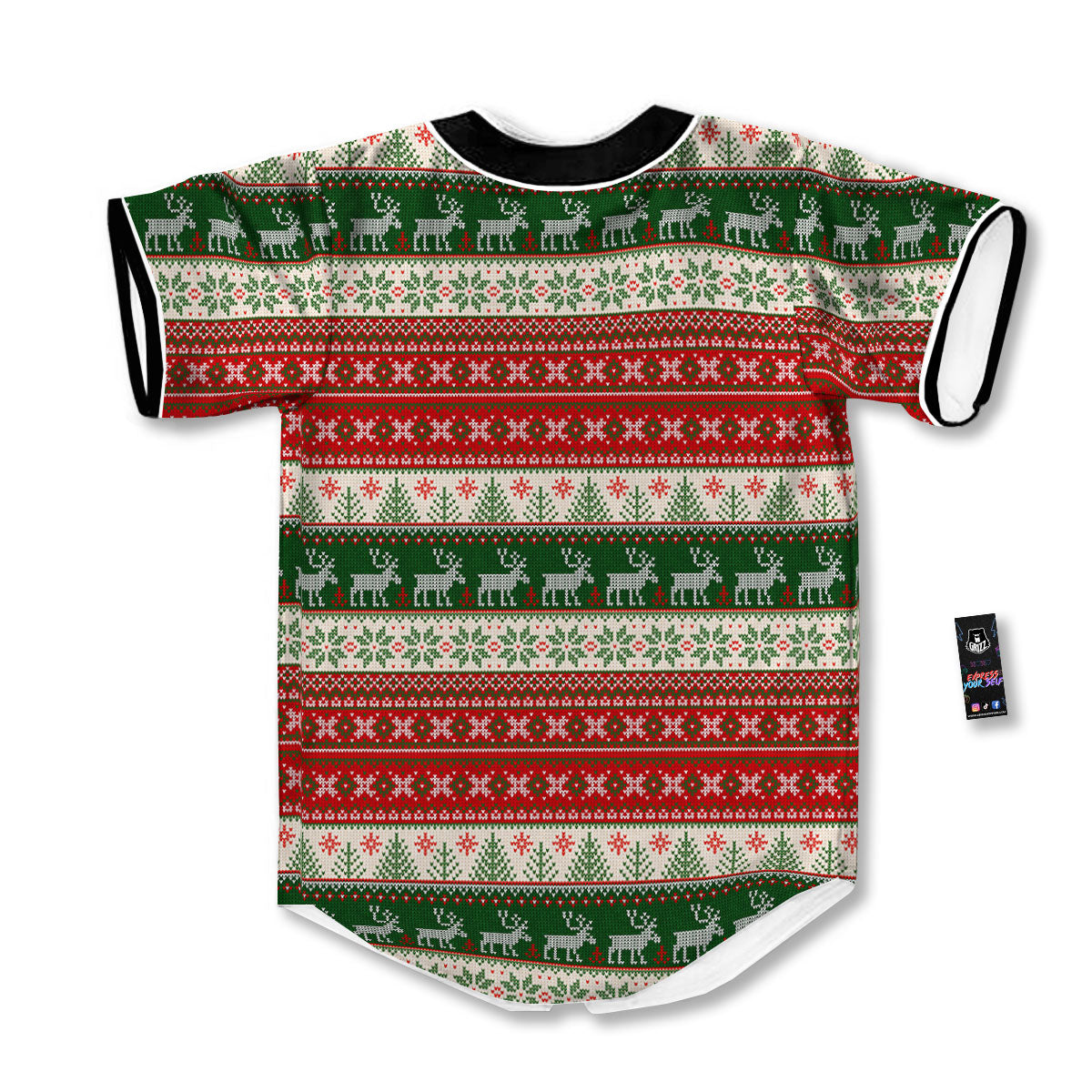 Knitted Merry Christmas Print Pattern Baseball Jersey-grizzshop