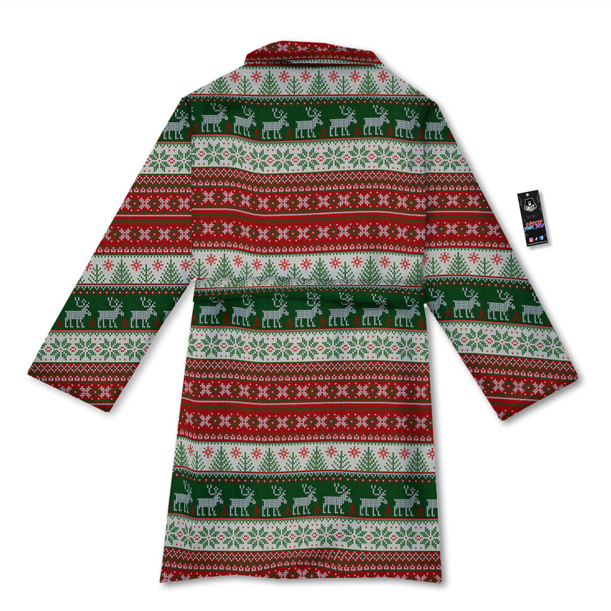 Knitted Merry Christmas Print Pattern Bathrobe-grizzshop