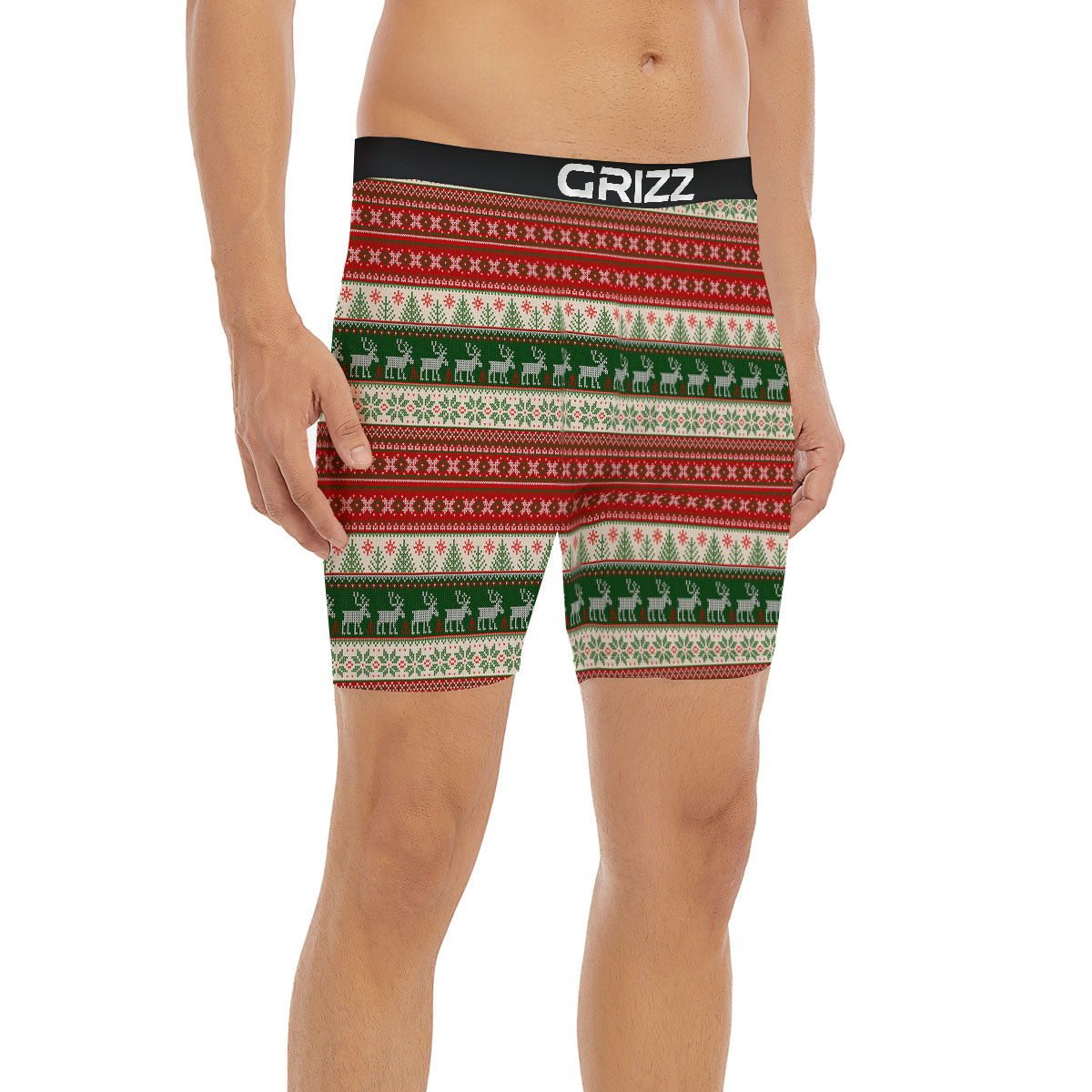 Knitted Merry Christmas Print Pattern Boxer Briefs-grizzshop