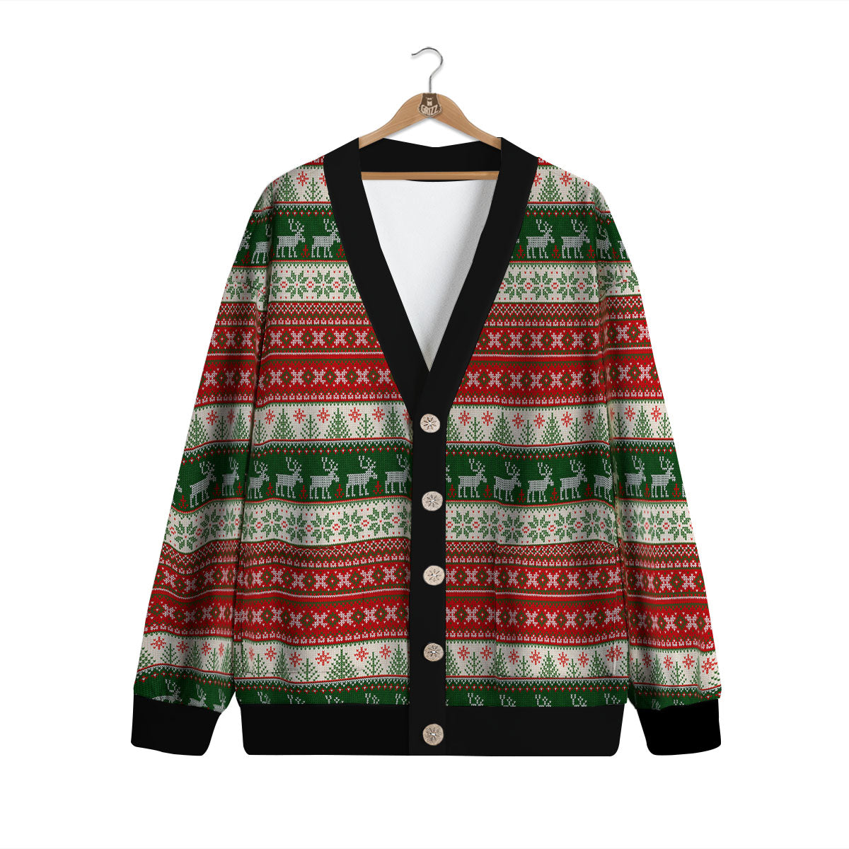 Knitted Merry Christmas Print Pattern Cardigan-grizzshop