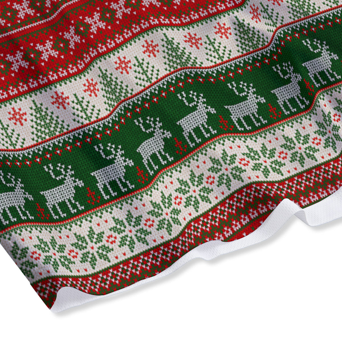 Knitted Merry Christmas Print Pattern Mesh Shorts