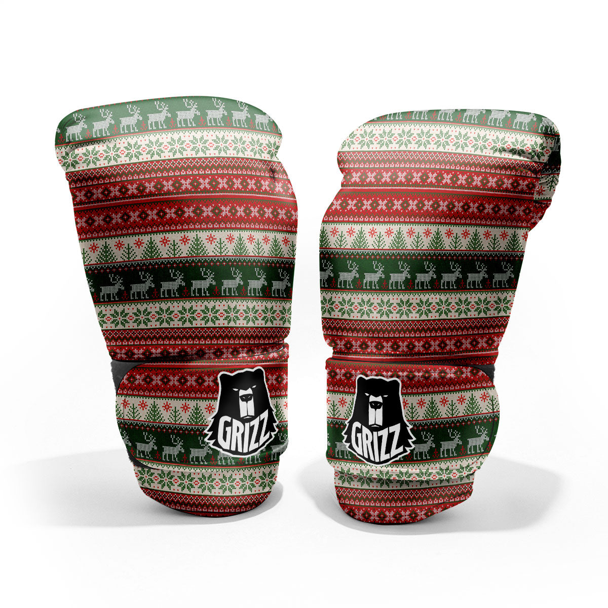 Knitted Merry Christmas Print Pattern Pro Boxing Glove