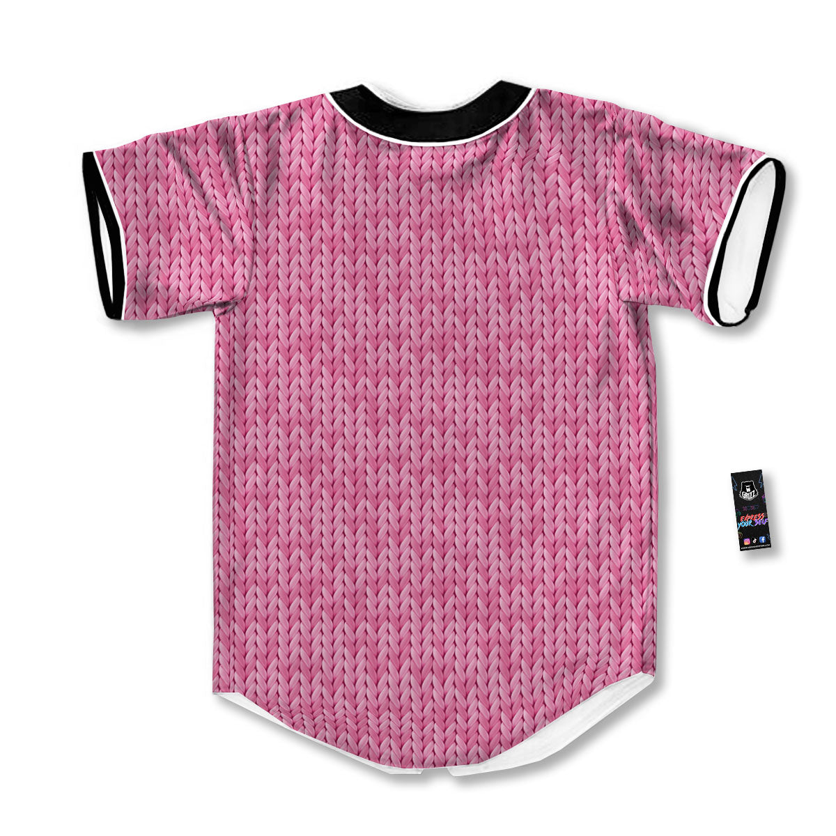 Knitted Pink Print Pattern Baseball Jersey-grizzshop