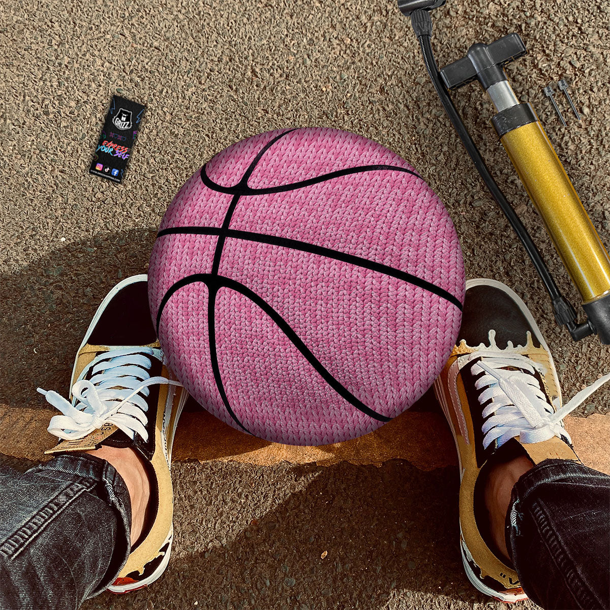 Knitted Pink Print Pattern Basketball-grizzshop