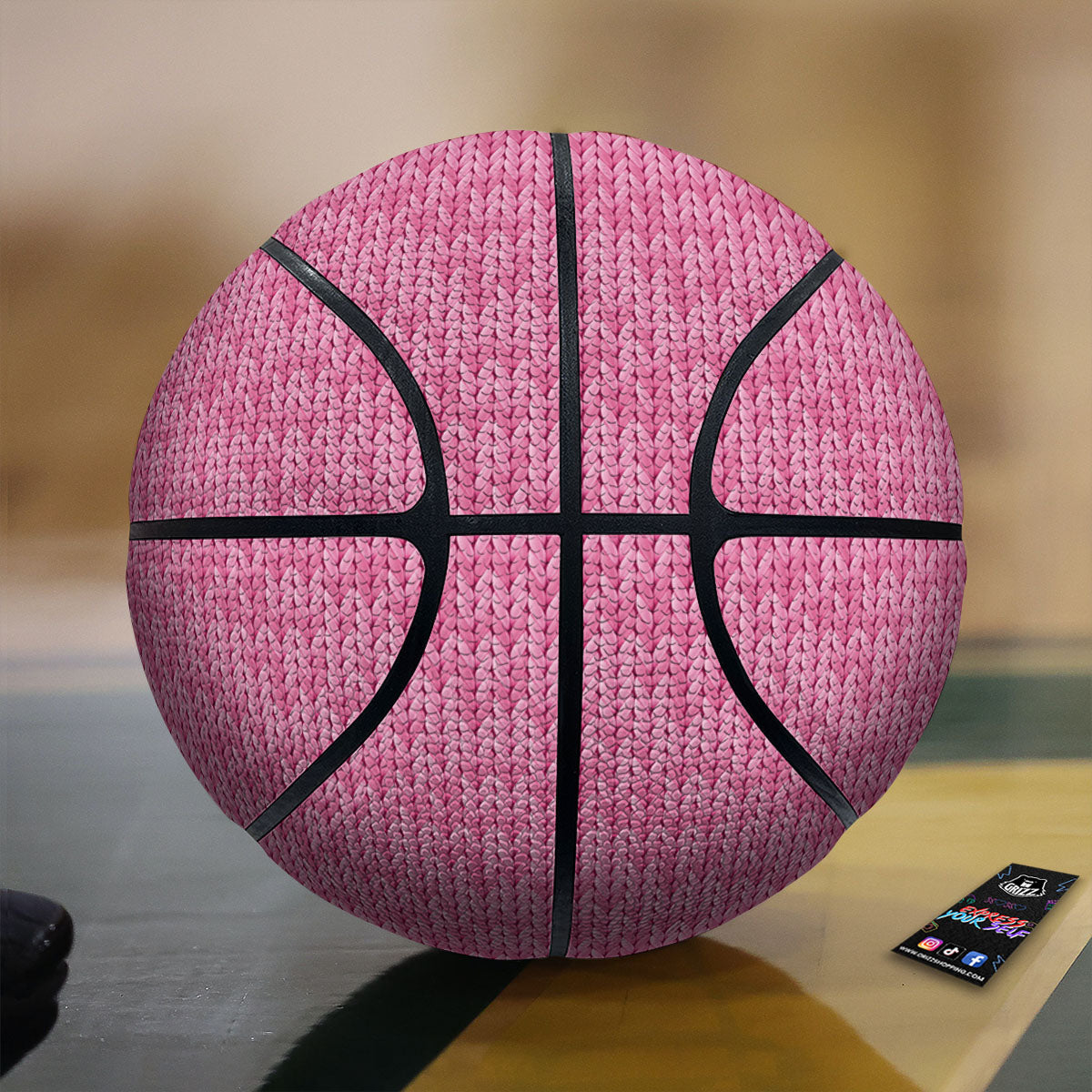 Knitted Pink Print Pattern Basketball-grizzshop