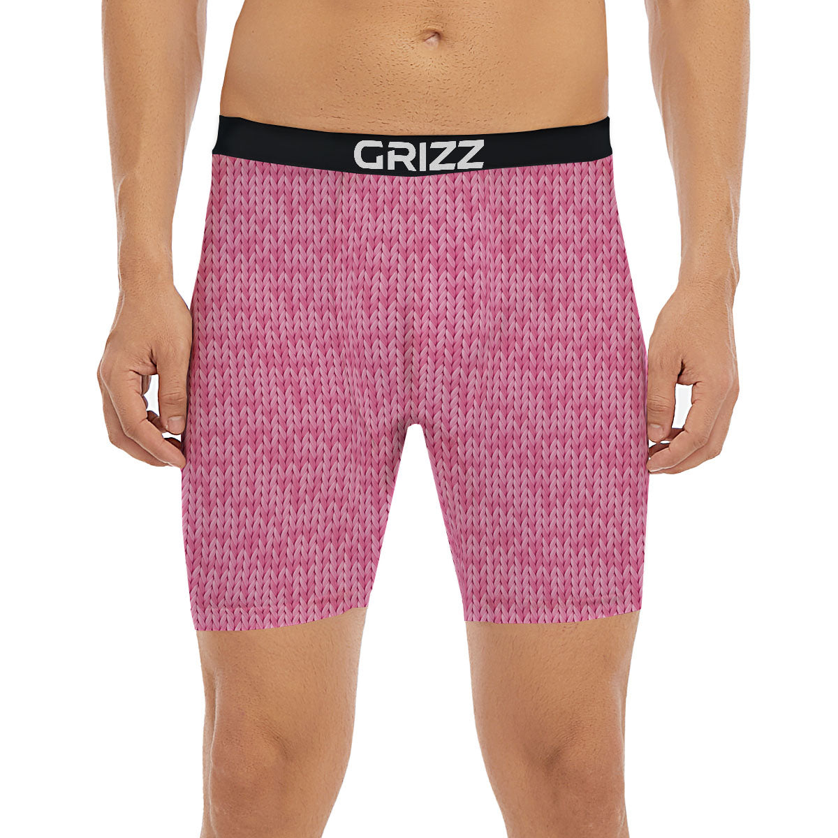 Knitted Pink Print Pattern Boxer Briefs-grizzshop