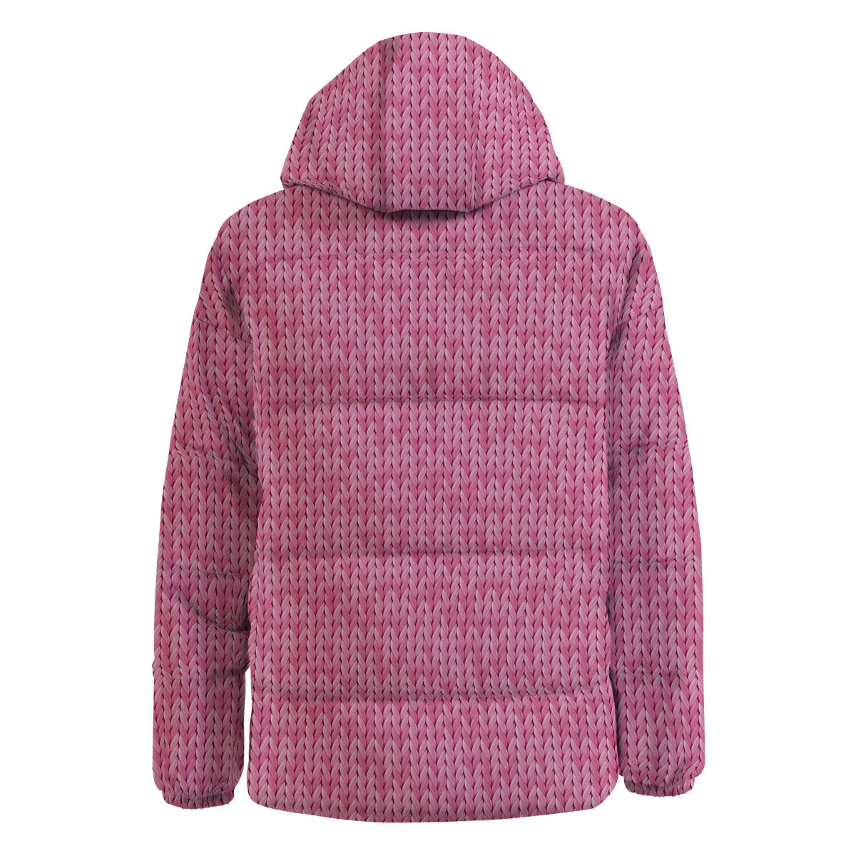 Knitted Pink Print Pattern Down Jacket-grizzshop