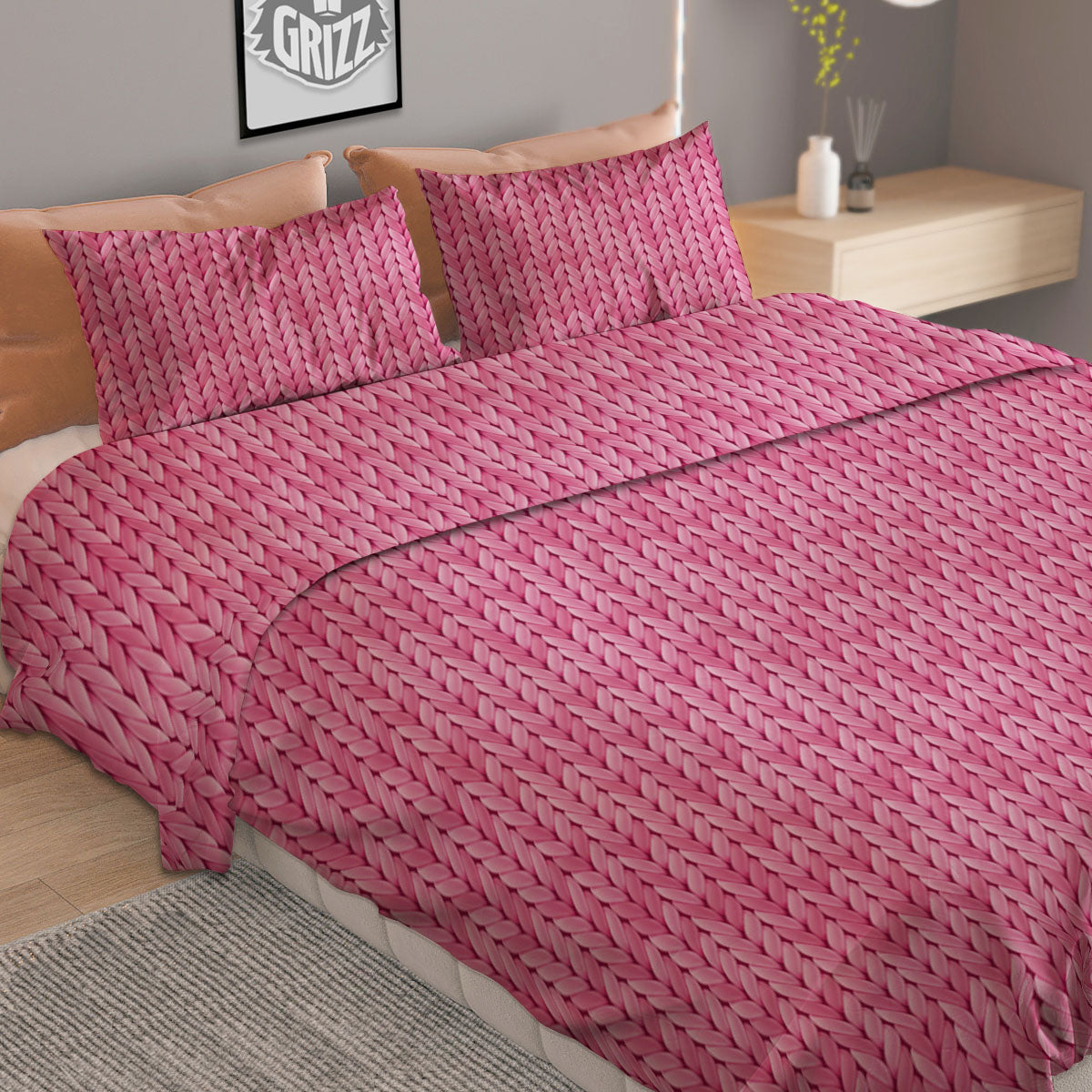 Knitted Chevron Vintage Print Pattern Duvet Cover Bedding Set