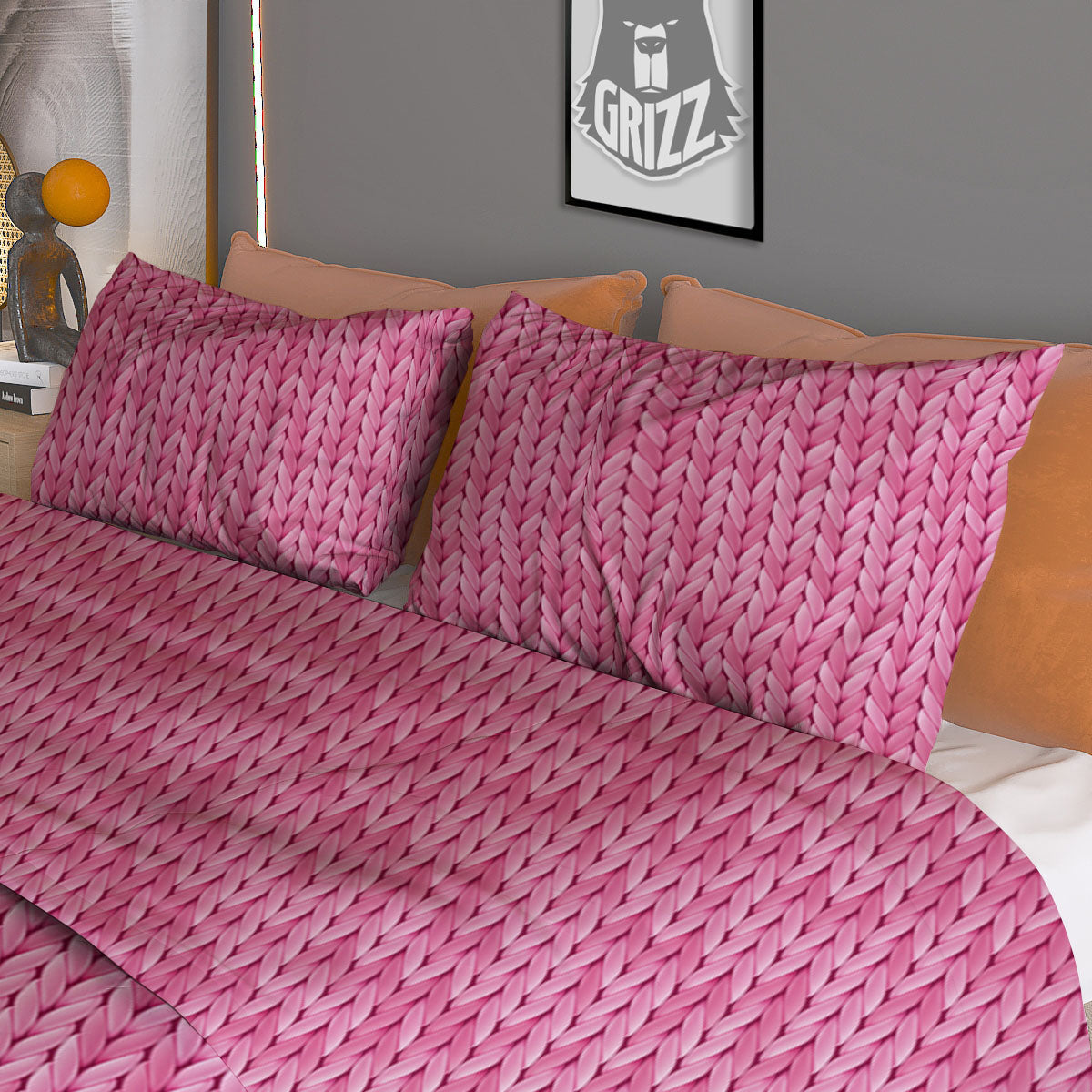 Knitted Chevron Vintage Print Pattern Duvet Cover Bedding Set