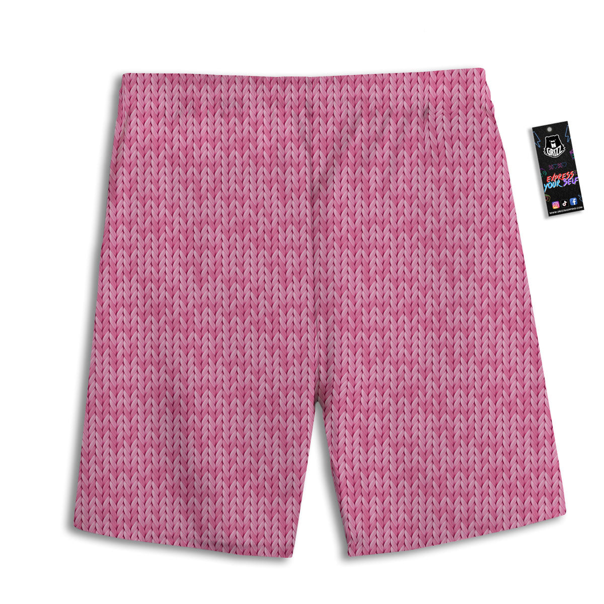 Knitted Pink Print Pattern Men's Athletic Shorts