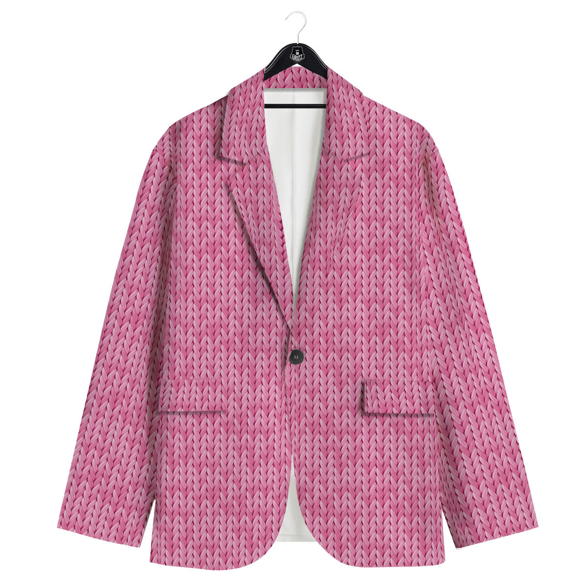 Knitted Pink Print Pattern Men's Sport Coat-grizzshop