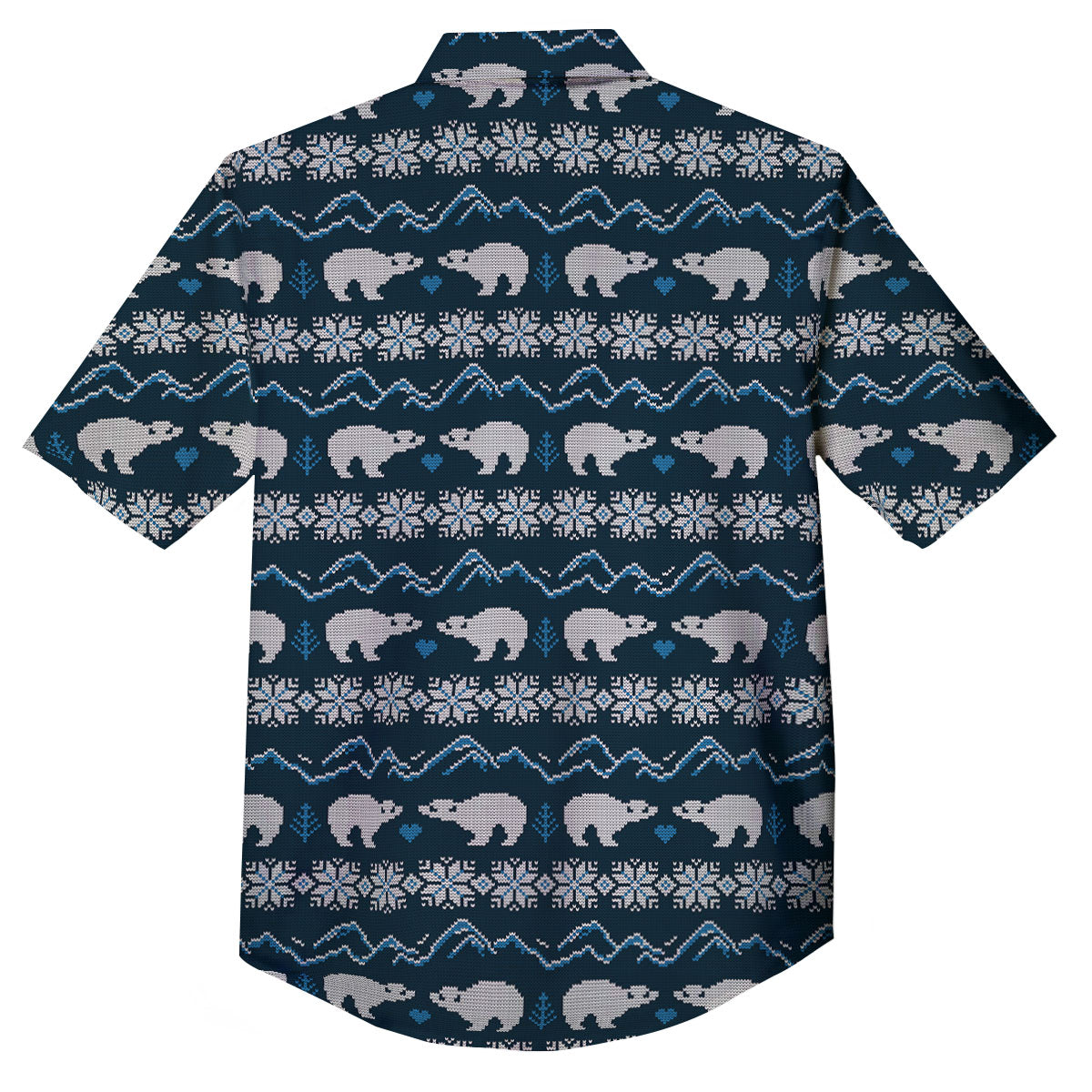 Knitted Polar Bear Print Pattern Button Up Shirt-grizzshop