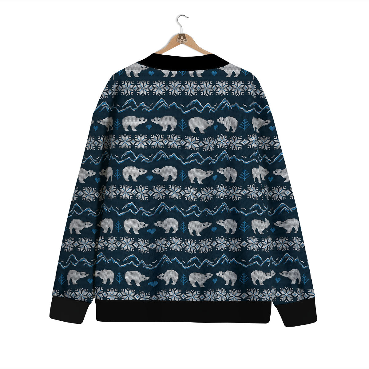 Knitted Polar Bear Print Pattern Cardigan-grizzshop